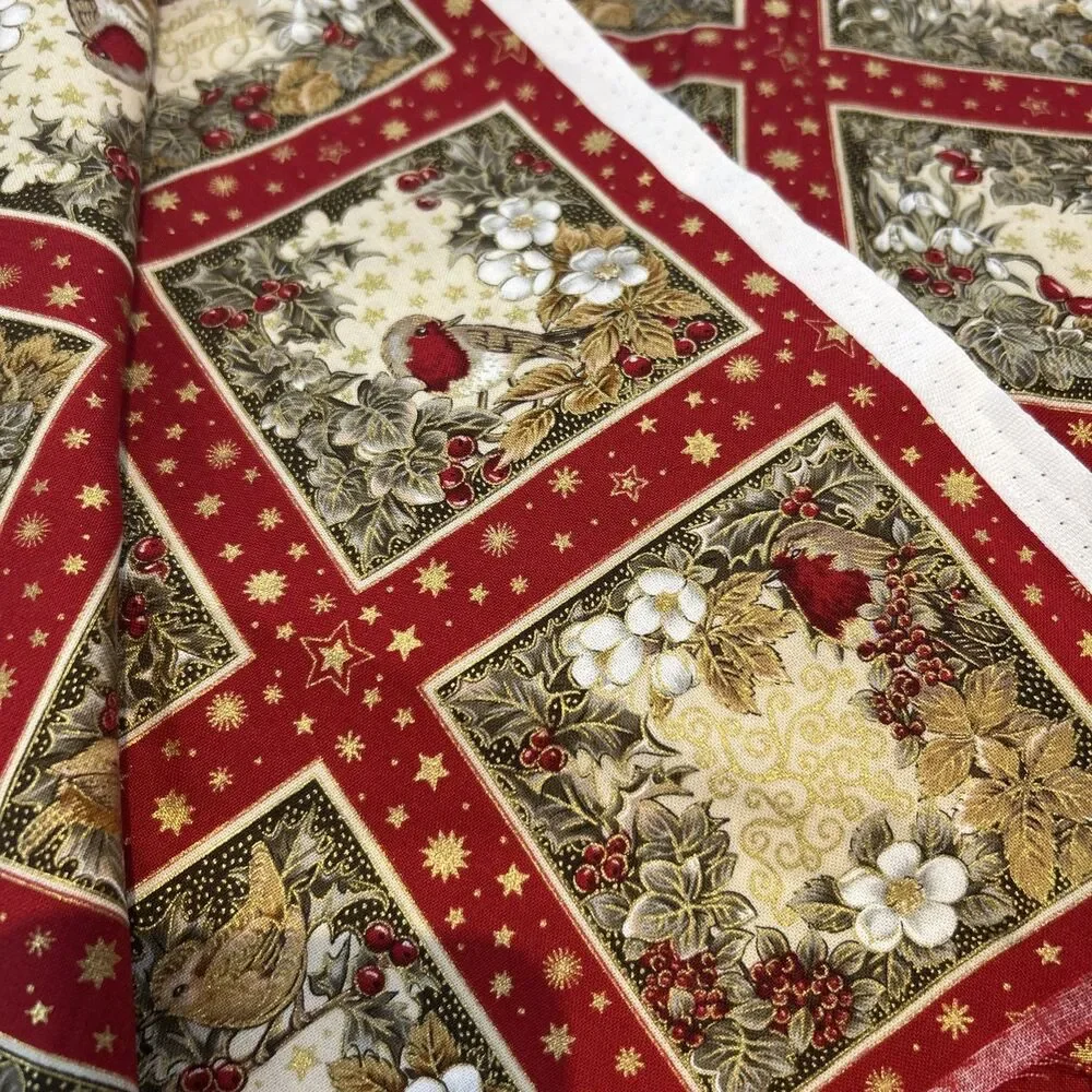 Spirit of Christmas Birds Florals Cotton Quilting Fabric 3